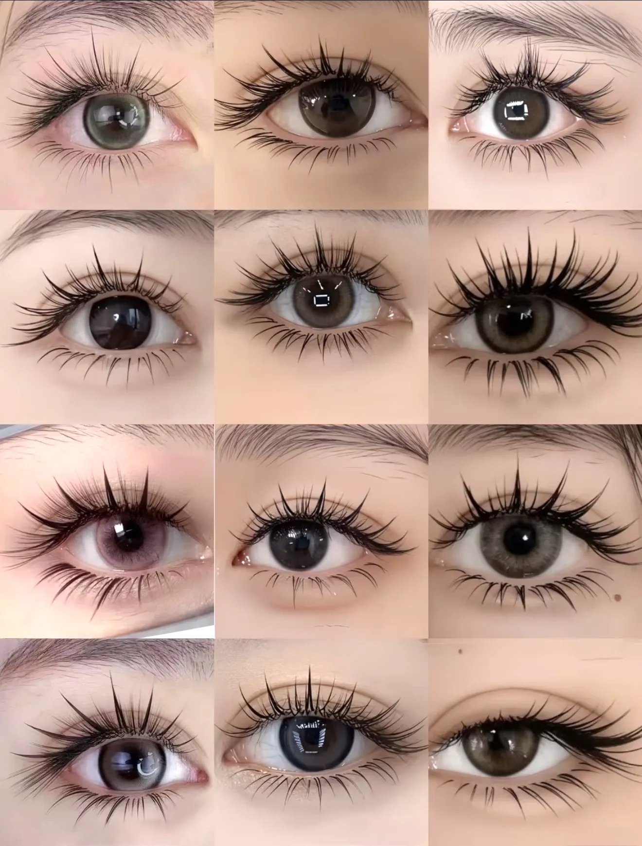 Styles d'Extensions de Cils - Guide Visuel Galerie de styles d'extensions de cils - 12 variations de looks différents pour tous les goûts